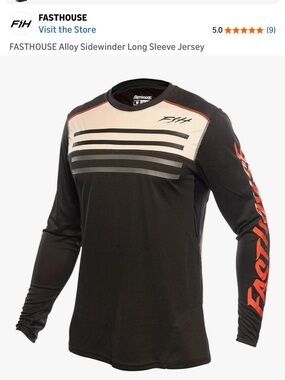 Fasthouse Men’s Long Sleeve Performance Tee — Black with Cream Panels